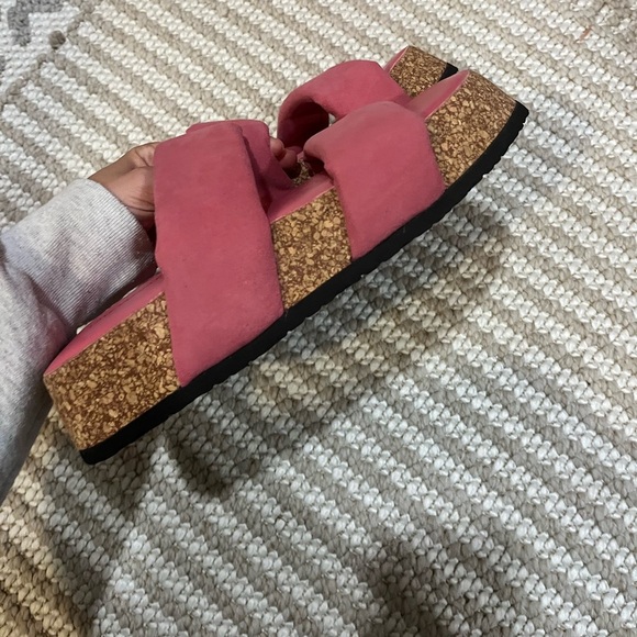 FREE PEOPLE Fairmount Watermelon Suede Flared Cork Platform Puffy Sandals - Picture 5 of 7